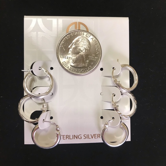 💥NWT Giani Bernini 3 Sterling Silver Hoop Earrings - Picture 4 of 5